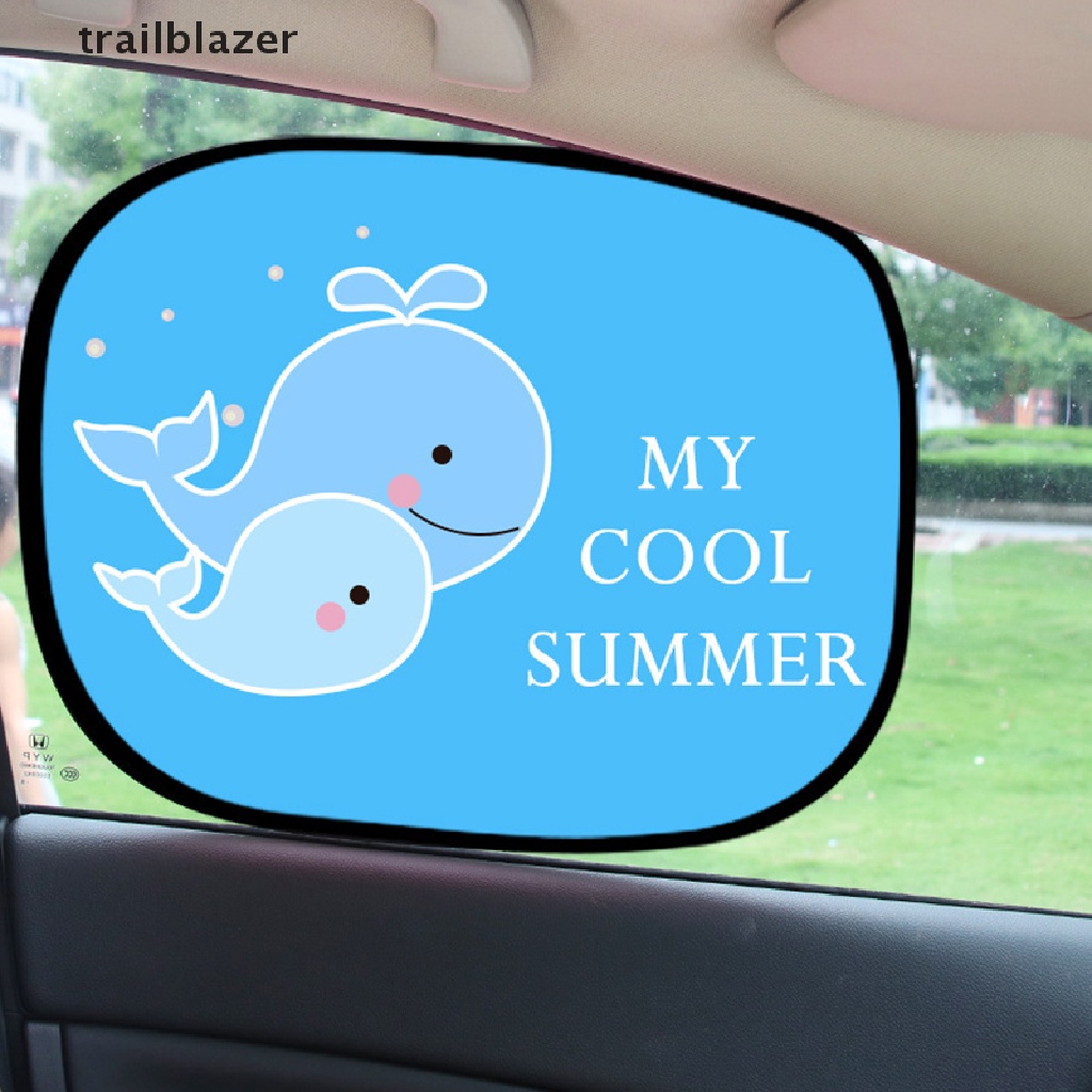 Set 2 Bạt Che Nắng Cửa Sổ Xe Hơi Gấp Gọn Được Họa Tiết Hoạt Hình Dành Cho Bé UIO