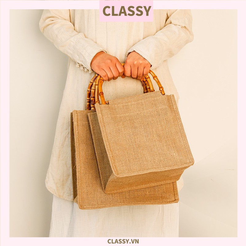 Classy Túi Đay Trơn Retro hình trụ đứng, Kiểu dáng Vintage - Sản phẩm thân thiện với Môi trường T239