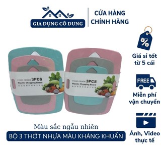 Bộ 3 Thớt Nhựa Màu Kháng Khuẩn Chống Trơn Trượt Siêu Tiện Dụng