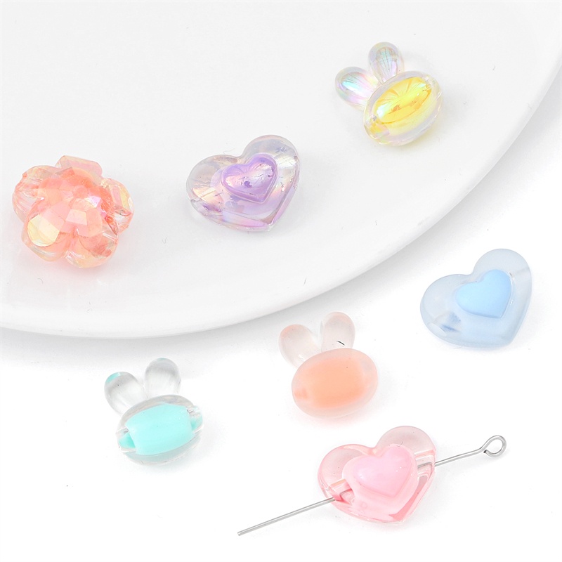 Hạt Acrylic Trong Suốt Hình Thỏ / Trái Tim / Cánh Hoa / Cánh Hoa Làm Vòng Tay / Tóc Handmade diy