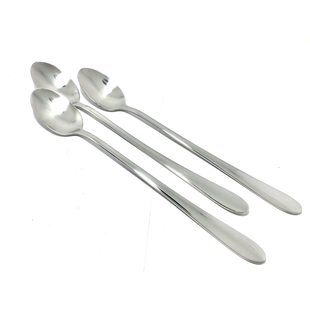 Bộ 10 muỗng cà phê đá dài trơn inox cao cấp dài