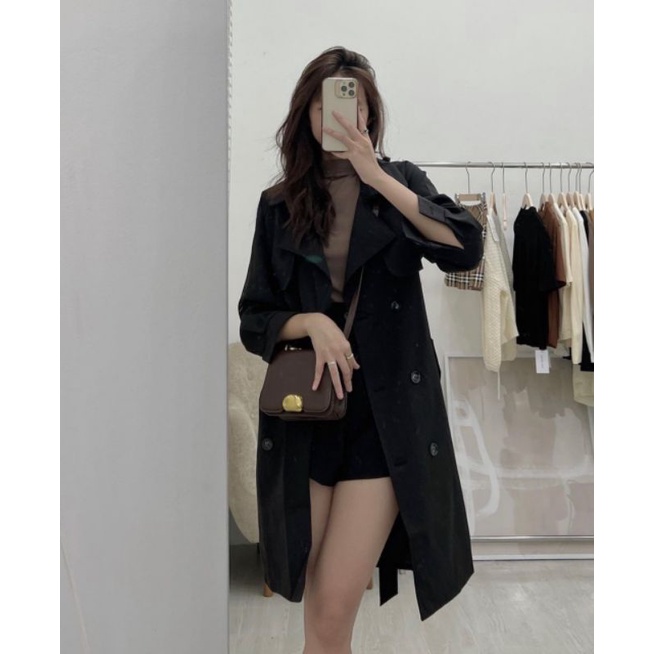 Áo khoác nữ mangto dáng dài 2 lớp kèm đai chất umi loại 1 Quảng Châu - Ảnh thật Yena Closet