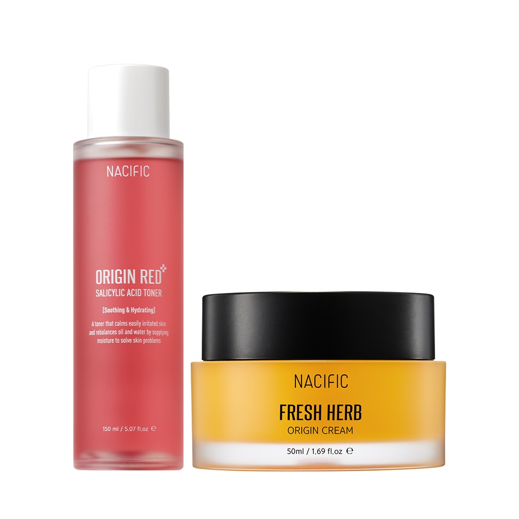 Combo Nacific Nước hoa hồng Origin Red Salicylic Acid Toner 150ml + Kem dưỡng Fresh Herb Origin Cream 50ml