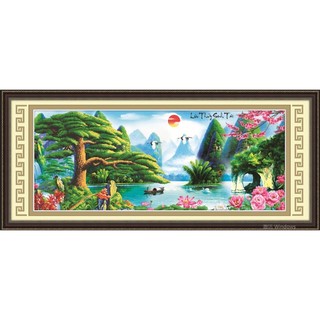 Tranh thêu phong cảnh lưu thuỷ sinh tài 3d ailuo al53515 chưa thêu