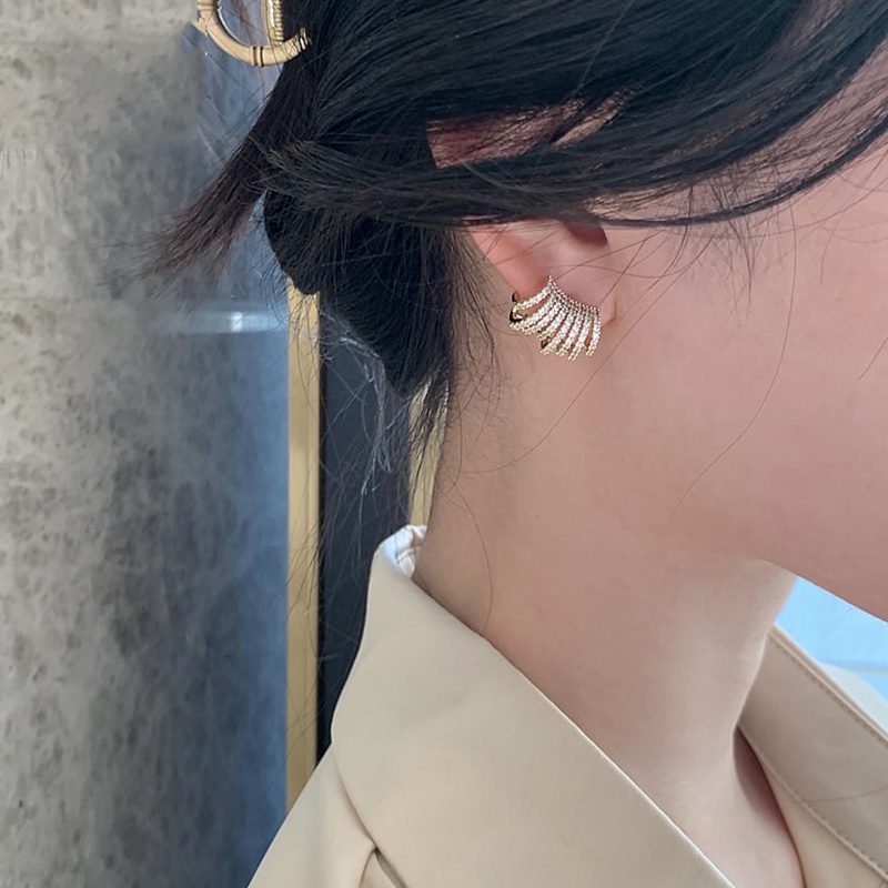 Khuyên Tai Kim Loại Mạ Vàng Đính Đá JP5