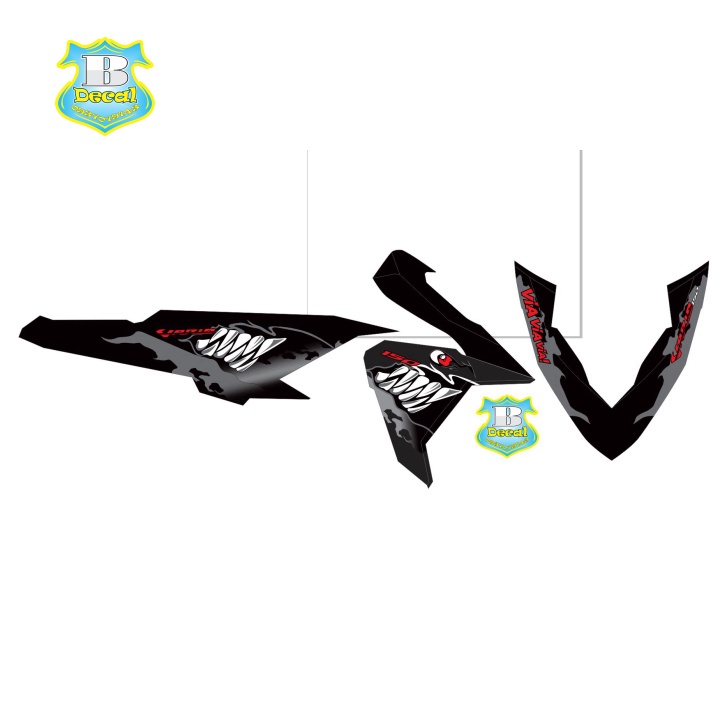 DECAL PVC 5 LỚP CHẤT LƯỢNG CAO Tem rời vario 2017 cá mập đen