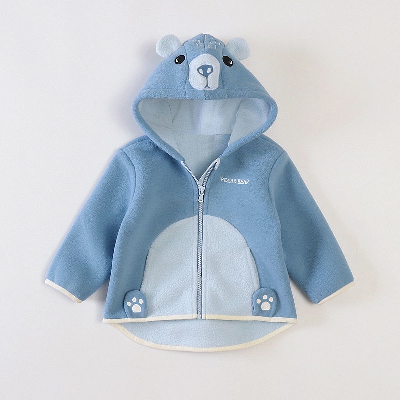 Áo Khoác Cardigan Có Mũ Trùm Bằng Vải Lông Cừu Thời Trang Thu Đông Cho Bé Trai / Gái