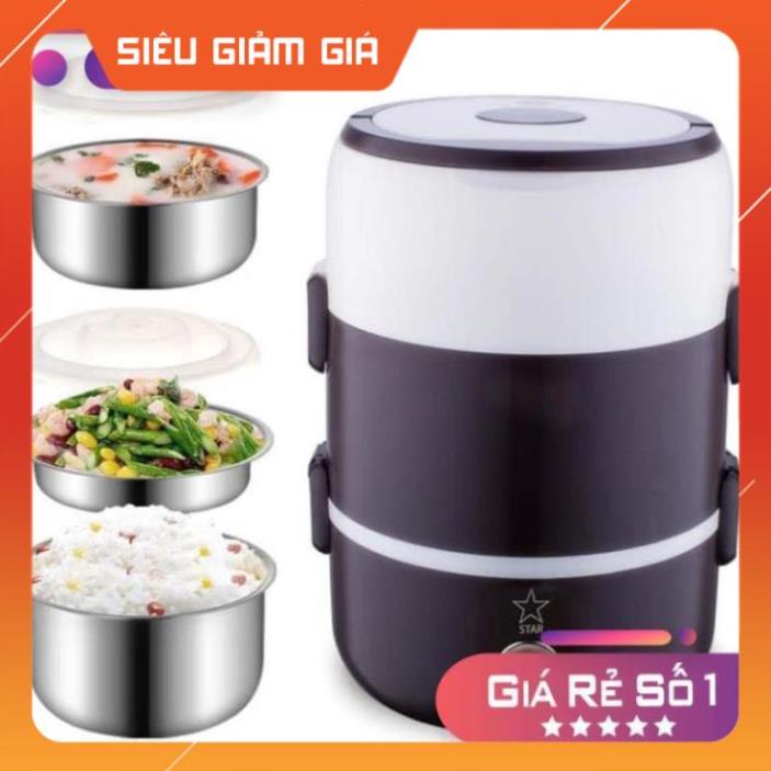 Hộp cơm cắm điện 3 tầng Inox 304 Star cao cấp, hộp cơm văn phòng 3 tầng cao cấp - SIÊU THỊ GIA ĐÌNH 2022