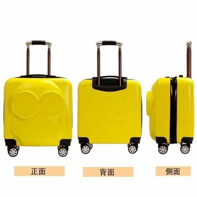 Vali cho bé size 20 SALE hìh Minion cảm xúc hai mặt in Vali kéo cho trẻ em trai gái cao cấp sẵn hàng nhập khẩu đc loại 1