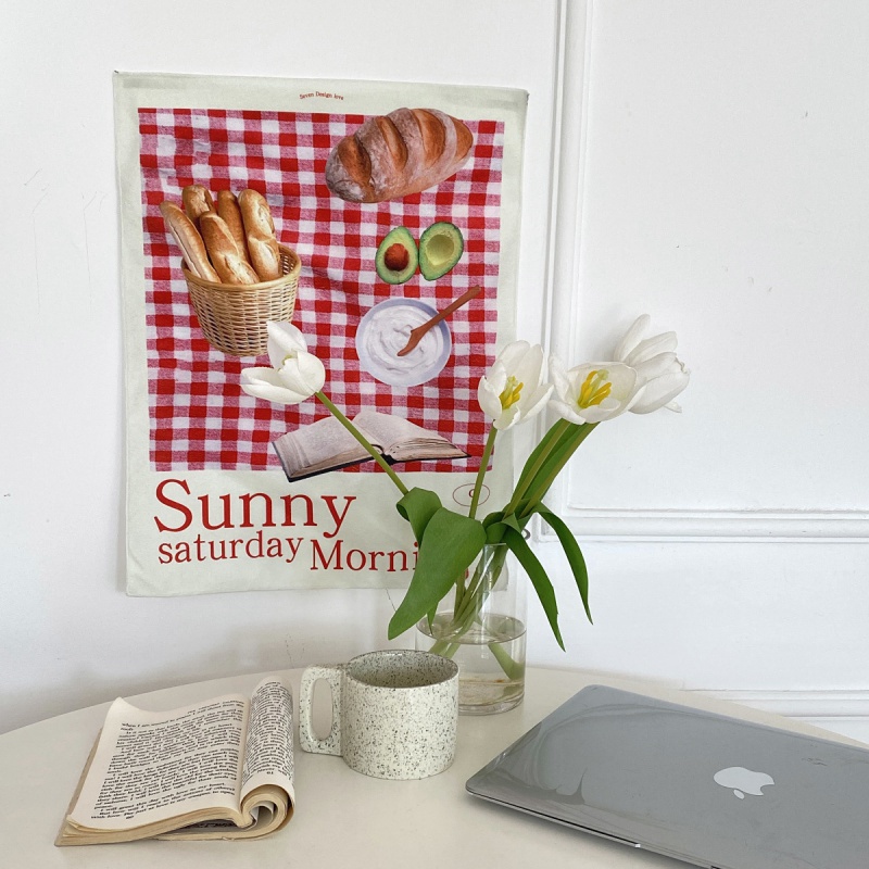 Thảm Treo Tường Trang Trí In Hình Thức Ăn Phong Cách Hàn Quốc