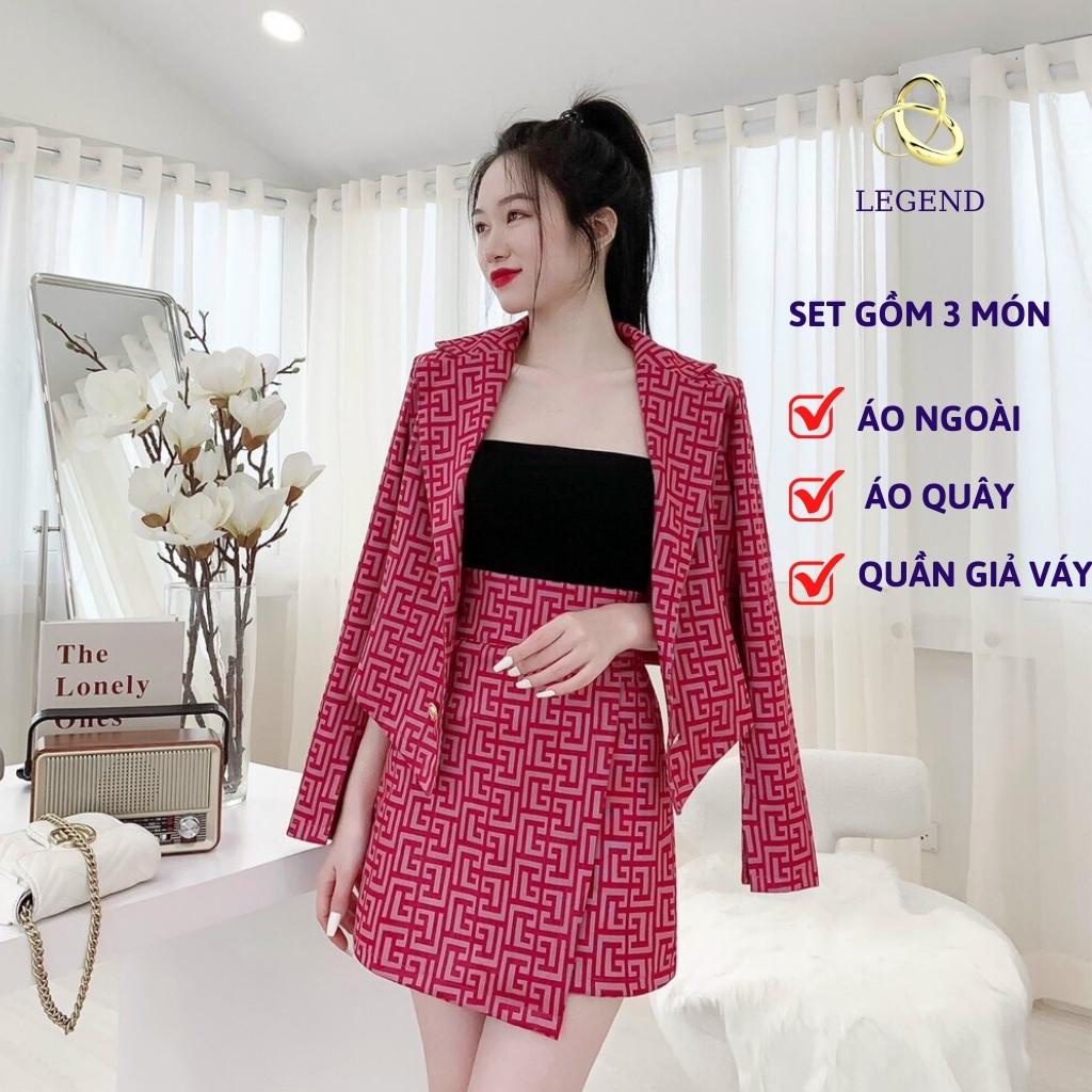 Bộ vest nữ thời trang phối áo và chân váy form ôm tôn dáng thời thượng sang chảnh