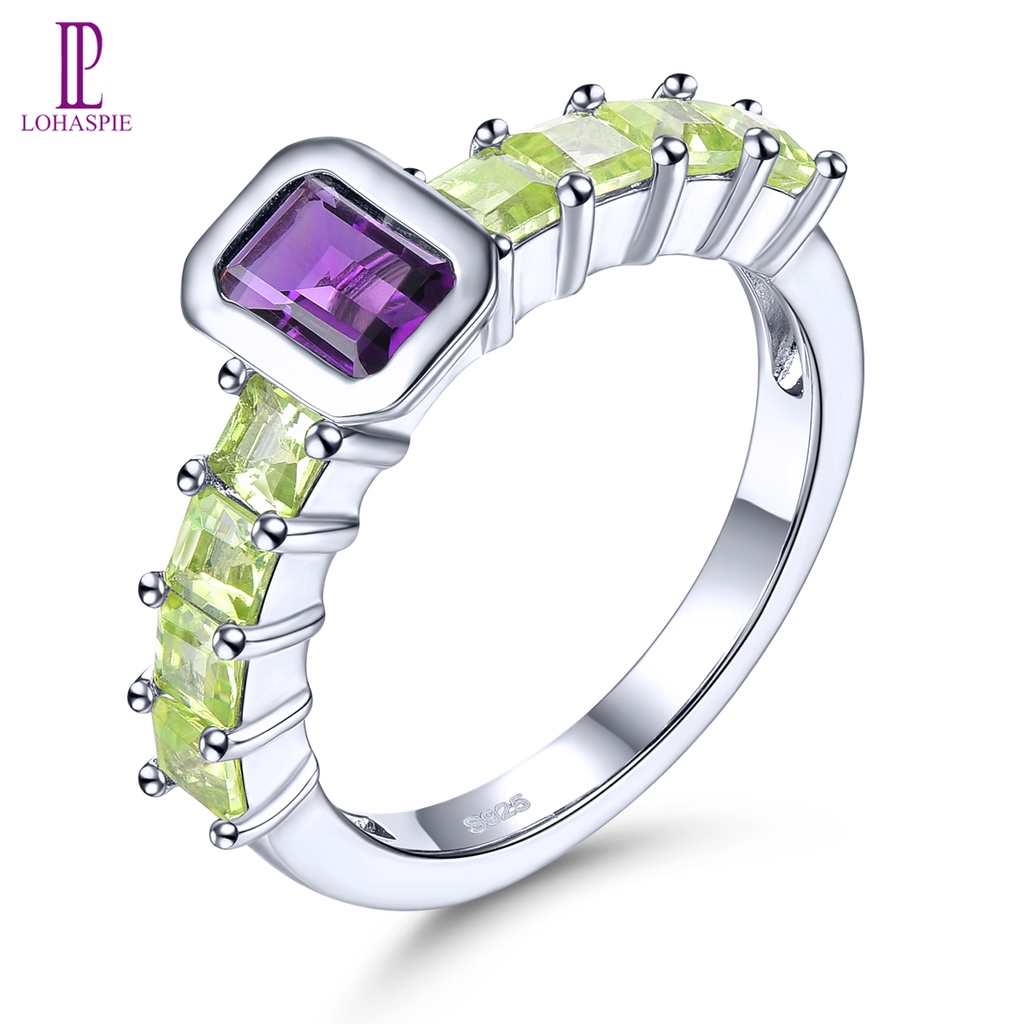 Nhẫn Bạc 925 Đính Đá Thạch Anh Tím Tự Nhiên 1.8 Carats Thời Trang Cho Nữ