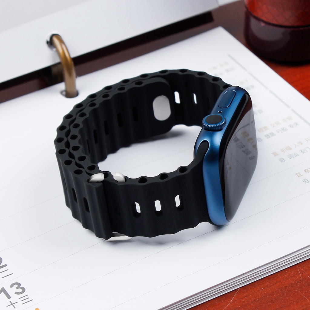 Dây Đeo Silicon Có Khóa Cho Đồng Hồ Thông Minh Apple watch Ultra Band 49mm 44mm 40mm 45mm 41mm 42mm 38mm 45mm IWatch Series 7 6 3 SE 8