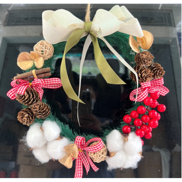 Vòng Hoa D76 Trí Noel, Giáng Sinh Tặng Kèm Đèn