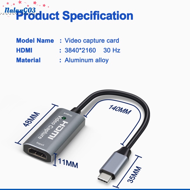 Thẻ Ghi Hình Video Hdmi-C Sang Usb C 1080p Hd Cho Ps4 Switch Máy Tính
