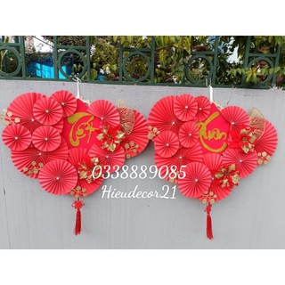 Vỉ quạt giấy đỏ siêu to trang trí tết - trang trí, decor nhà cửa, quán ăn,...