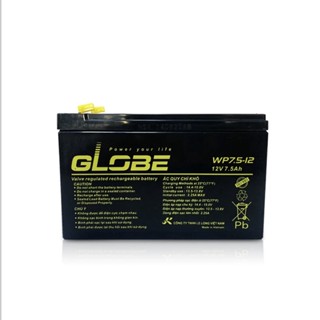 Bình ắc quy Globe WP 7.5 - 12, 12V - 7.5Ah dùng trong bộ lưu điện máy tính/cửa cuốn, bình xịt thuốc