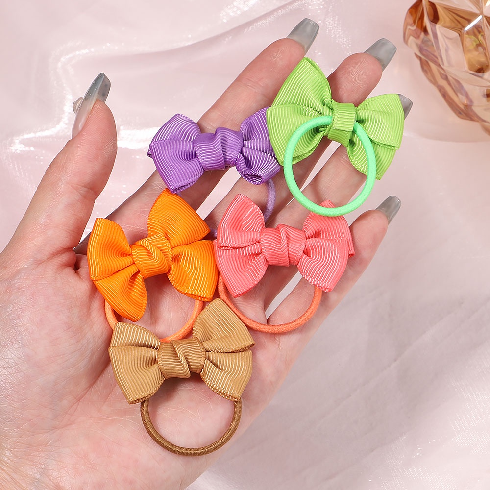 Set 5/ 10 dây buộc tóc KIDSBOWS co giãn đính nơ màu sắc xinh xắn thời trang dành cho bé gái