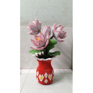 Origami 3D Chậu hoa sen trang trí nhà cửa