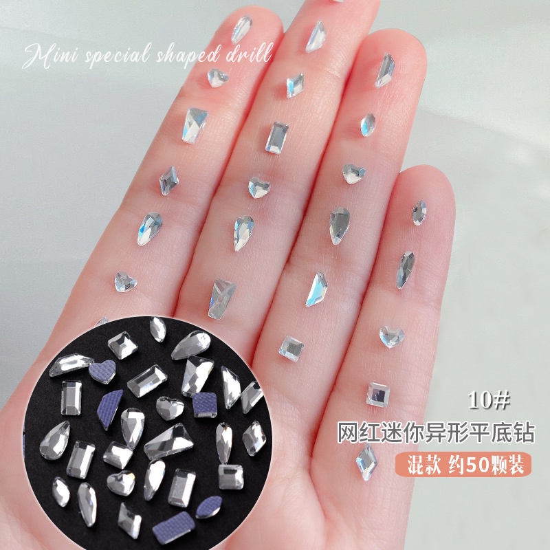 Túi 50 Hạt Đá Pha Lê Size Bé Mini Màu Trắng Tráng Gương Dùng Trang Trí Móng Tay Nghệ Thuật