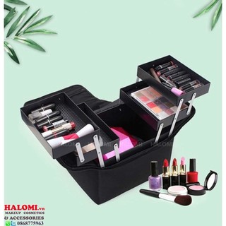 Cốp đựng đồ trang điểm makeup phun xăm-nail-trang điểm bọc vải halomi size 29x21x27 tranci