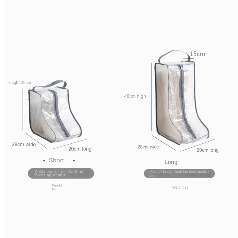 Túi Đựng Giày Bốt Trong Suốt Chống Nước Chống Bụi Có Khóa Kéo Tiện Lợi