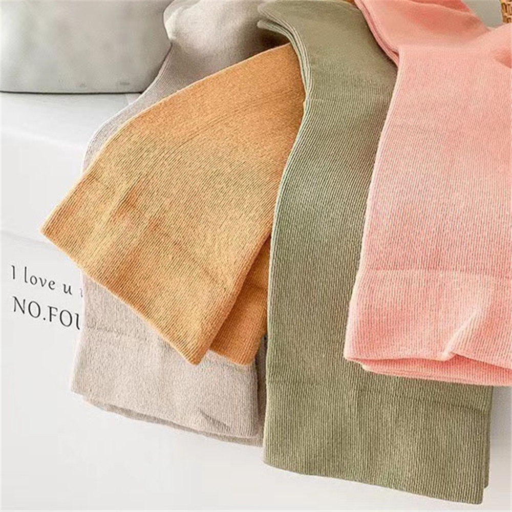 Vớ Cotton Mỏng Thoáng Khí Đơn Giản Màu Trơn Phong Cách Nhật Bản Dễ Thương Cho Nữ