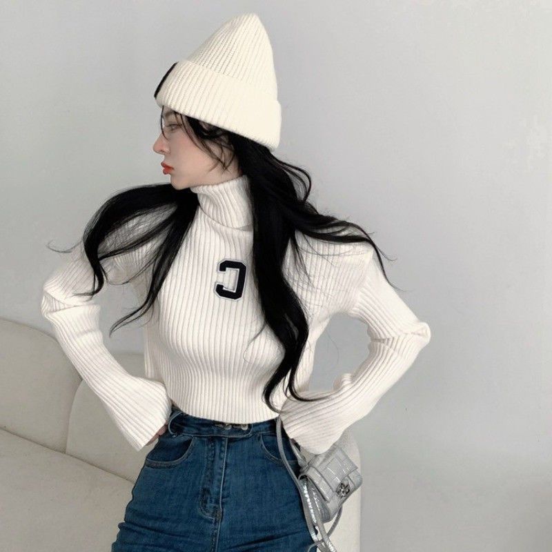Áo Sweater Dệt Kim Cổ Lọ Ngắn Phong Cách Mới Mùa Đông 2021