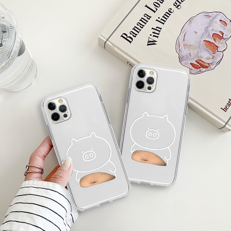 Ốp điện thoại iphone lợn đầu to béo bụng cạnh vuông cho 6/6splus/7/7plus/8/8plus/x/xr/xs/11/12/13/14/pro/max/plus/