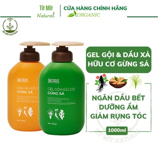 Combo Dầu Gội Xả Hữu Cơ Gừng Sả Cocayhoala - Ngăn dầu bết tóc và giảm gàu giảm ngứa - dung tích 2 chai 1000ml