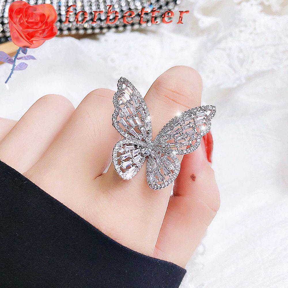 Nhẫn Hở Hình Bướm Đính Đá Thời Trang Cho Nữ