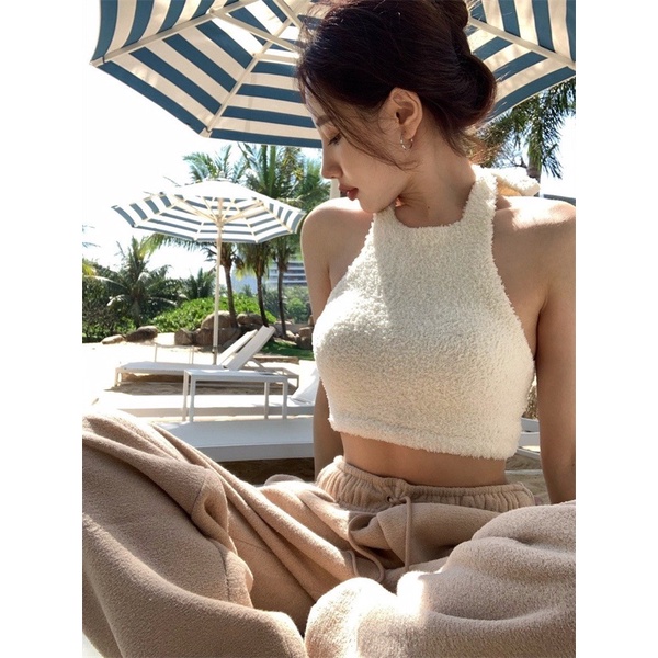 Áo yếm croptop chất thun lông mịn hở lưng 489 FIORI STORE