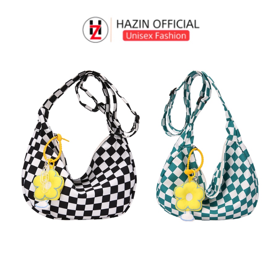 Túi đeo chéo caro HAZIN HZCR76 có khóa miệng phong cách Ulzzang Hàn Quốc đi học đi chơi đi làm