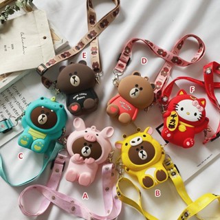 Túi đeo chéo hoạt hình mini chất liệu silicon cao cấp cho bé phong cách Hàn Quốc