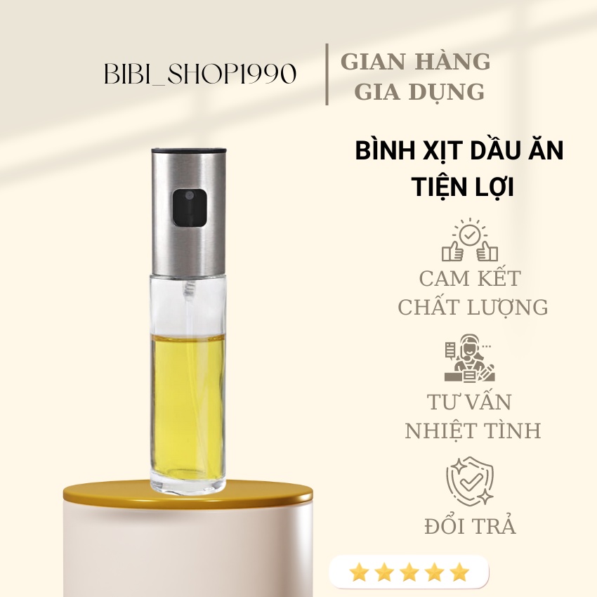 Bình xịt dầu ăn cao cấp bằng thủy tinh dung tích 100ml - Chai xịt dầu ăn nhỏ gọn (XDA01)