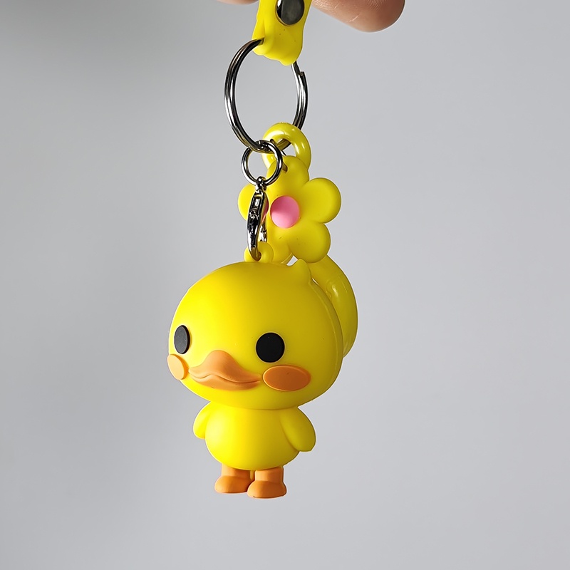 Móc Khóa Hình Chú Vịt Vàng Đội Mũ Bảo Hiểm Dễ Thương