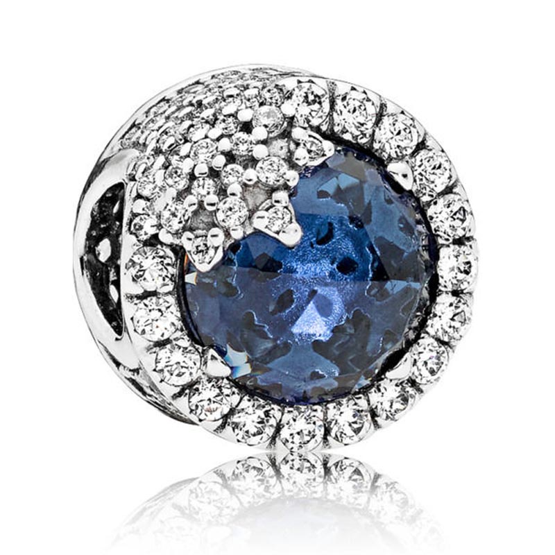 PANDORA Hạt Charm Mạ Bạc 925 Hình Hoa Tuyết Lấp Lánh Tự Làm Trang Sức Thời Trang