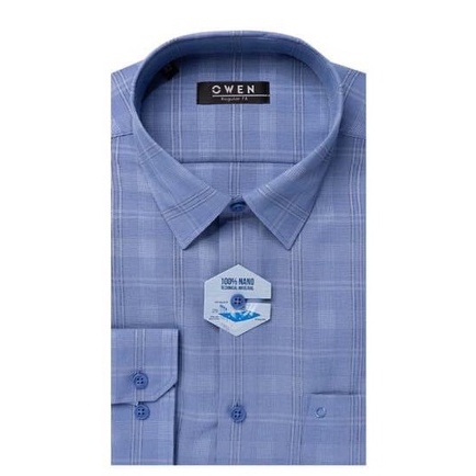Áo sơ mi owen dài tay màu xanh caro regular fit vải nano AR221051DT