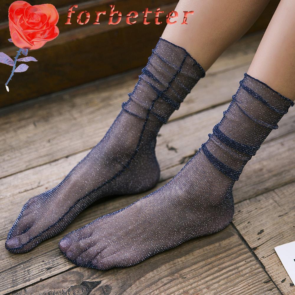 Vớ Vải Tuyn Mỏng Trong Suốt Viền Bèo Thời Trang Cho Nữ