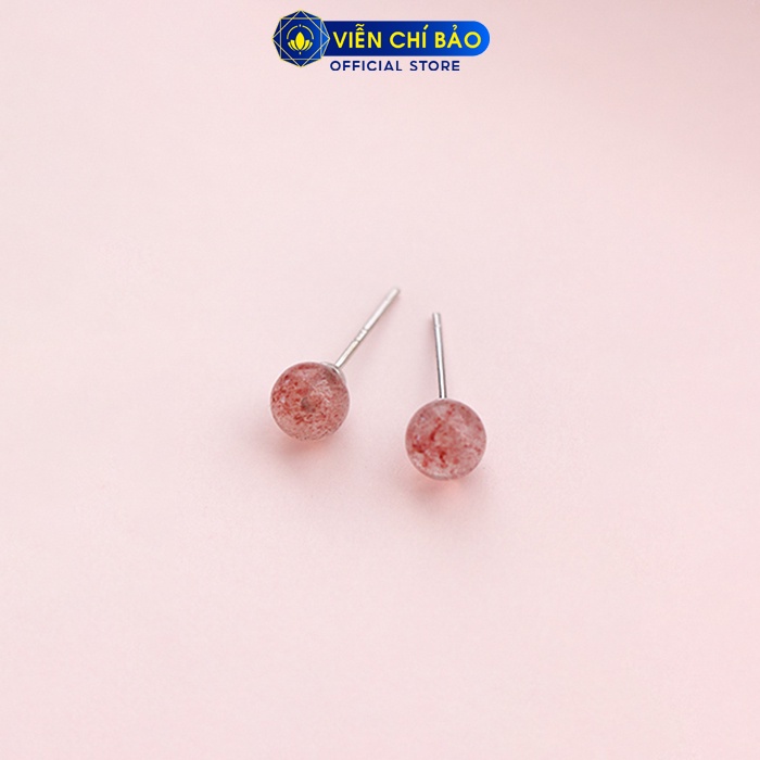 Bông tai bạc nữ đính đá dâu tây chất liệu bạc 925 thời trang phụ kiện trang sức nữ Viễn Chí Bảo E042