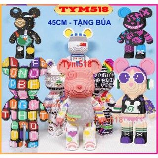 Xếp hình gấu Bearbrick 45cm 47cm đeo tai nghe dj đồ chơi lắp ráp ô chữ jinx ironman mô hình cỡ lớn bear brick t45