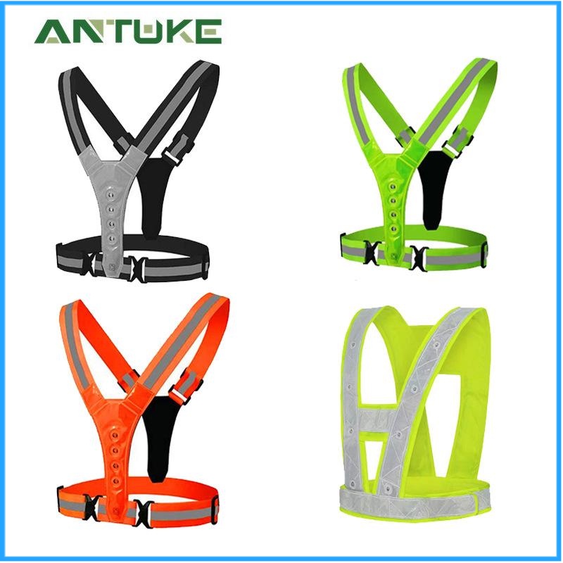 Áo Phản Quang Không Tay 8 Đèn LED 4cm Đàn Hồi Chuyên Dụng Cho Người Chạy Bộ