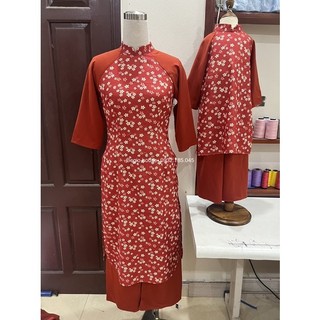 áo dài hoa cho mẹ và bé gái