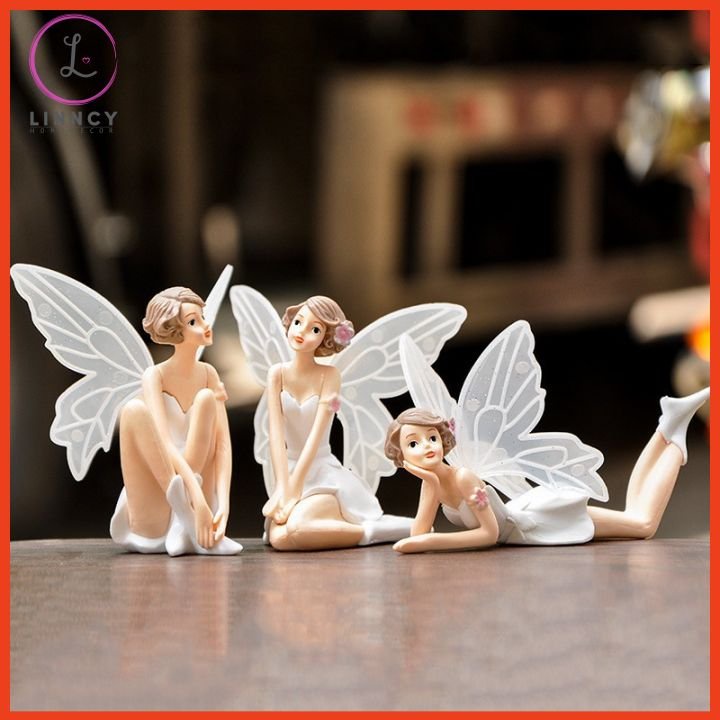 Set 3 thiên thần (nhựa đặc) trang trí kệ tủ, kệ gắn tường, bàn làm việc, giá sách
