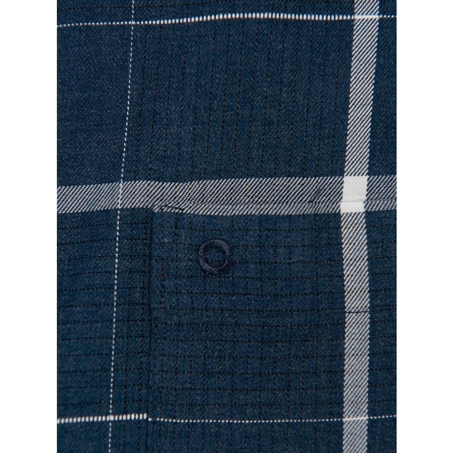 Áo sơ mi dài tay nam OWEN AR220908DT somi công sở vải sợi tre cao cấp màu kẻ caro xanh trắng dáng suông tà lượn có túi