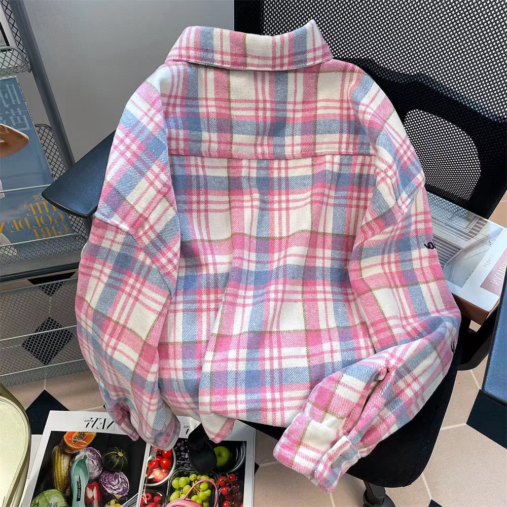 Áo Sweater Dày Tay Dài Kẻ Sọc Caro Thêu Họa Tiết Đường Phố Retro Đường Phố Mỹ < Mặc Kèm Bộ Sưu Tập Đường Phố Cho Nam