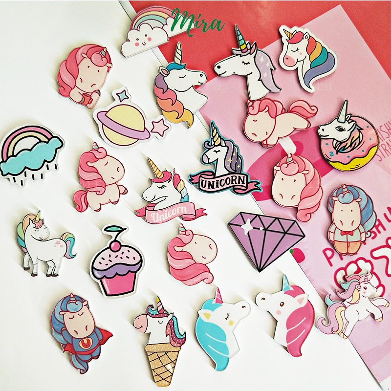 Ghim Cài Kỳ Lân,  Ngựa Pony Unicorn, Ngựa 1 Sừng Huy Hiệu Acrylic, Pin Cài Áo, Trâm Balo Đi Học Cực Cute MIRA-GC00547