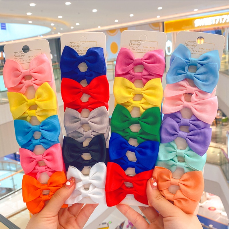 Set 10 Kẹp Tóc Nơ Ruy Băng Dễ Thương Cho Bé Gái