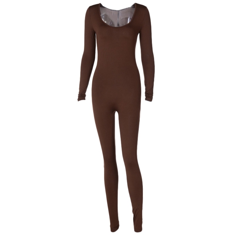 Bộ Áo Liền Quần Tay Dài Màu Sắc Đơn Giản Thời Trang Cho Nữ