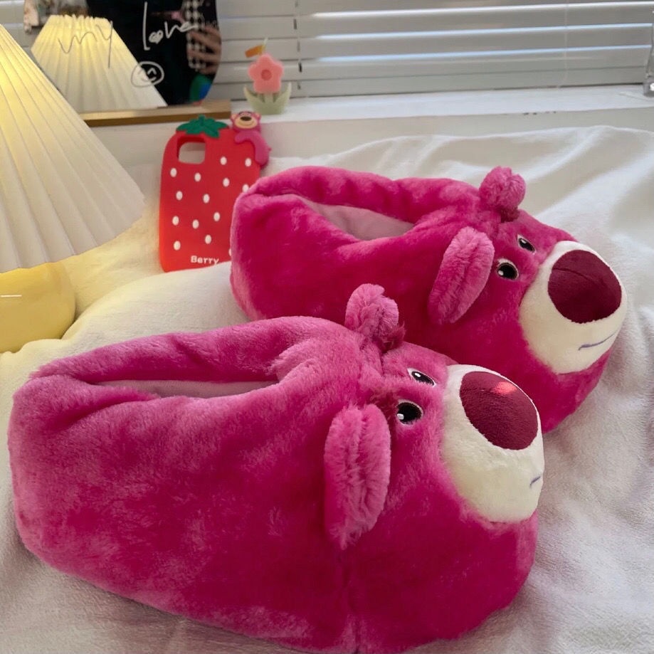 DISNEY Dép Bông Đi Trong Nhà Chống Trượt Hình Nhân Vật Hoạt Hình Toy Story Lotso Dâu Tây Nhồi Bông Đáng Yêu